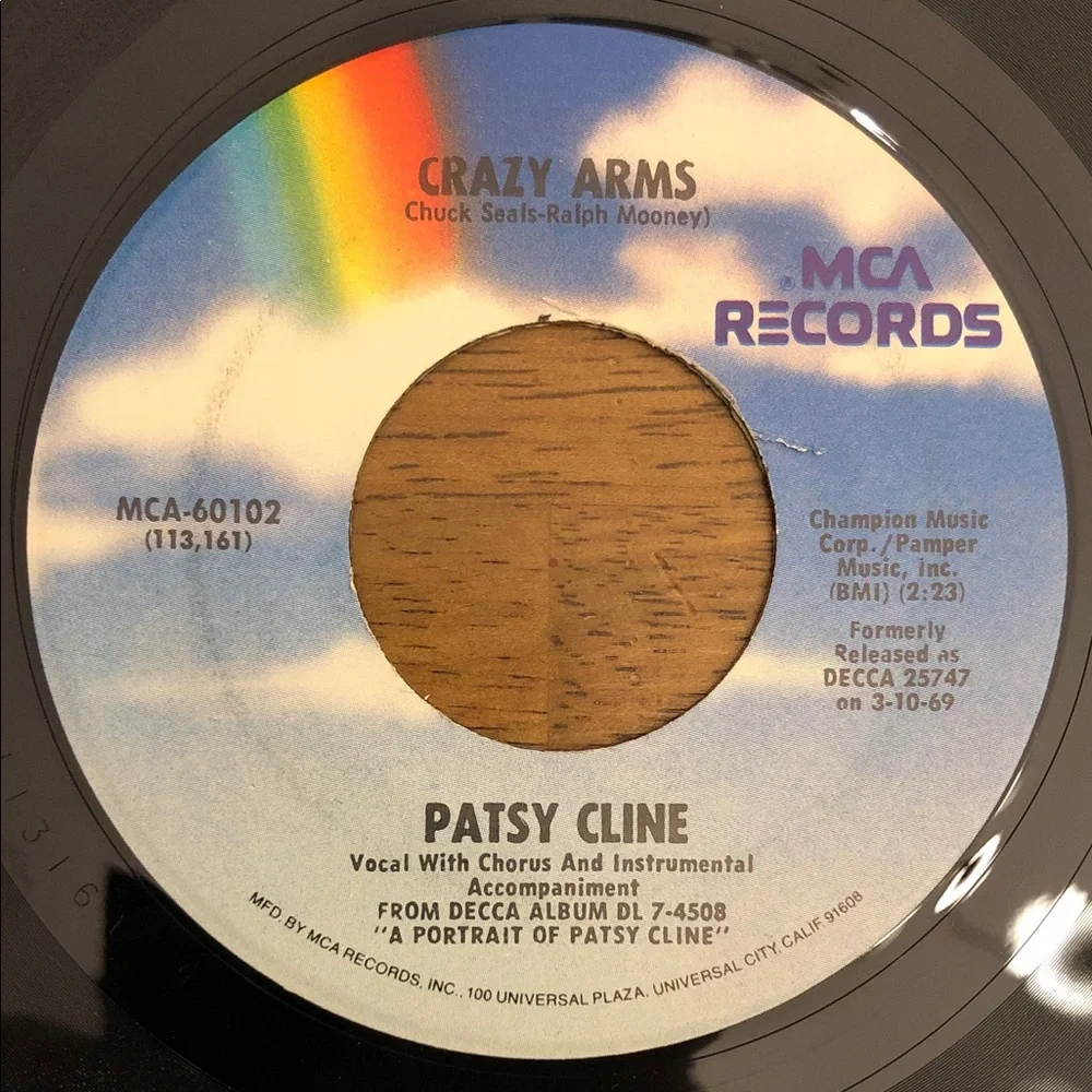 Patsy Cline Vinyl 45 Record Crazy Arms